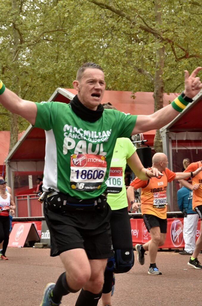Paul near the finish line of the London Marathon.